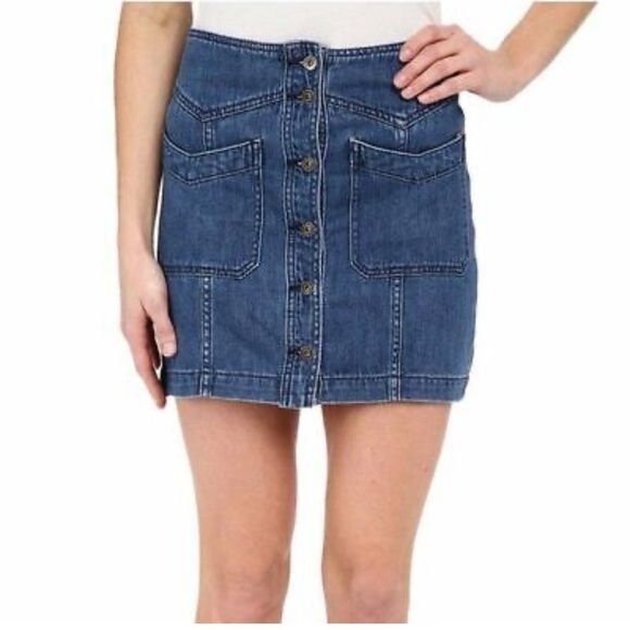 Free People Come a Little Closer Denim Jean Mini Skirt - Picture 1 of 8
